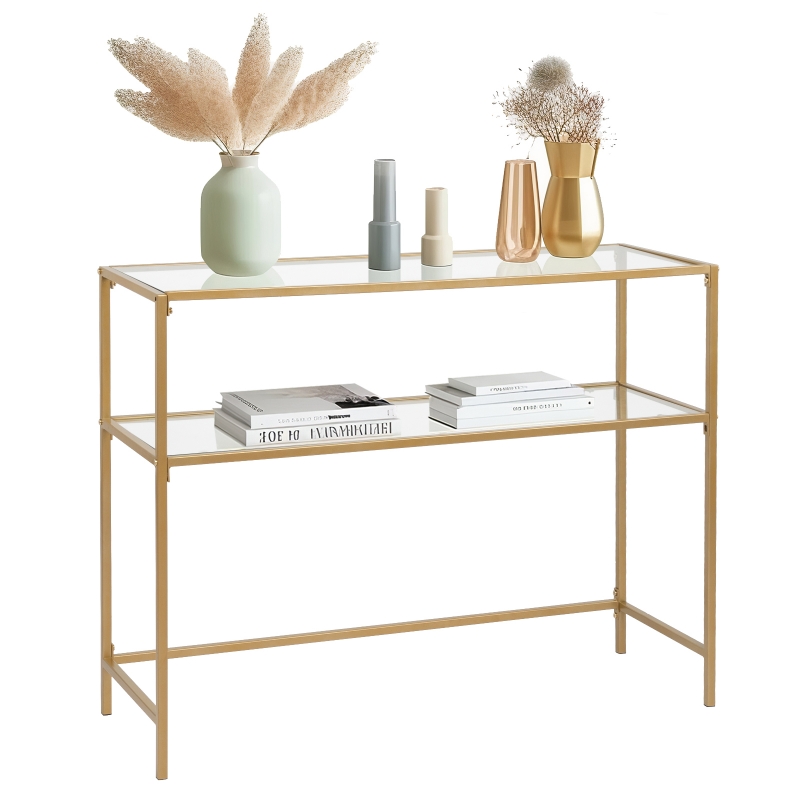 Ktaxon Gold Console Table Tempered