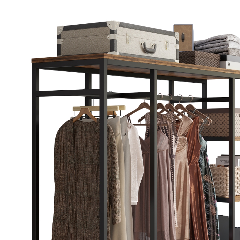 Ktaxon Clothes Rack, Heavy Duty Garment Rack, Freestanding Closet Storage  Organizer Portable Metal Wardrobe with 2 Drawers, 2 Hanger Rods, 8 Shelves