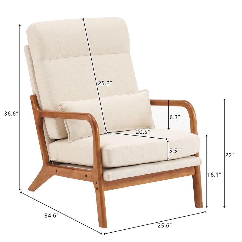 Ktaxon Mid Century Modern Accent Chair, Linen Fabric Armchair