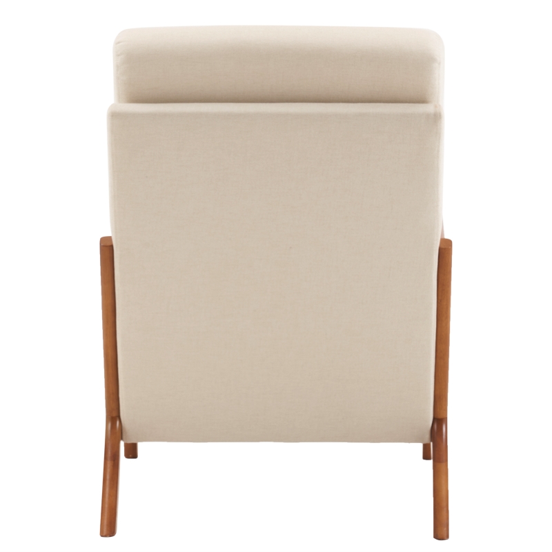 Ktaxon Mid Century Modern Accent Chair, Linen Fabric Armchair, High Back Single Sofa with Solid
