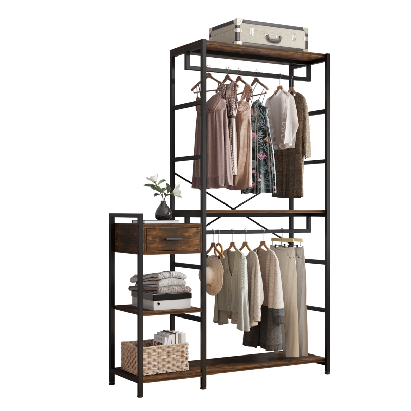 Double wardrobe rack deals