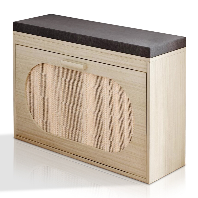 ◆kabotentyan◆ Ktaxon Rattan Shoe Cabinet with 4 Flip Drawers, Narrow Shoe