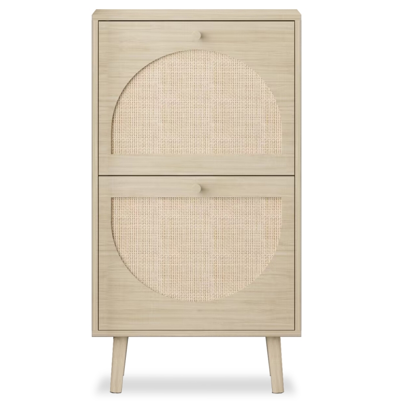 Ktaxon Rattan Shoe Cabinet with 4 Flip Drawers 24 Pairs