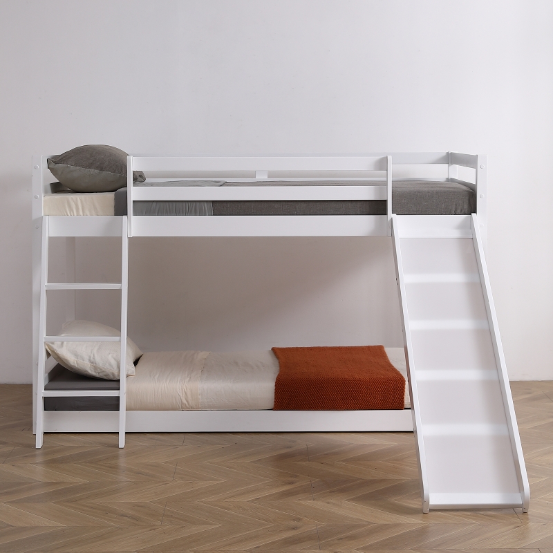 taka taka1482 ★ Ktaxon Solid Wood Low Twin Over Twin Bunk Bed Wih Slide for Kids