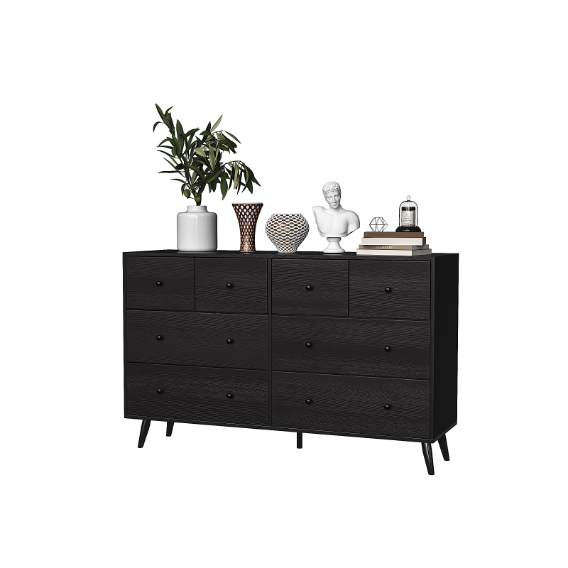 Ktaxon Dresser, 8 Drawer Dresser for Bedroom, Chest of Drawers for 57" Long  TV, Tv Stand Dresser for Storage and Organizer, Black - ktaxon