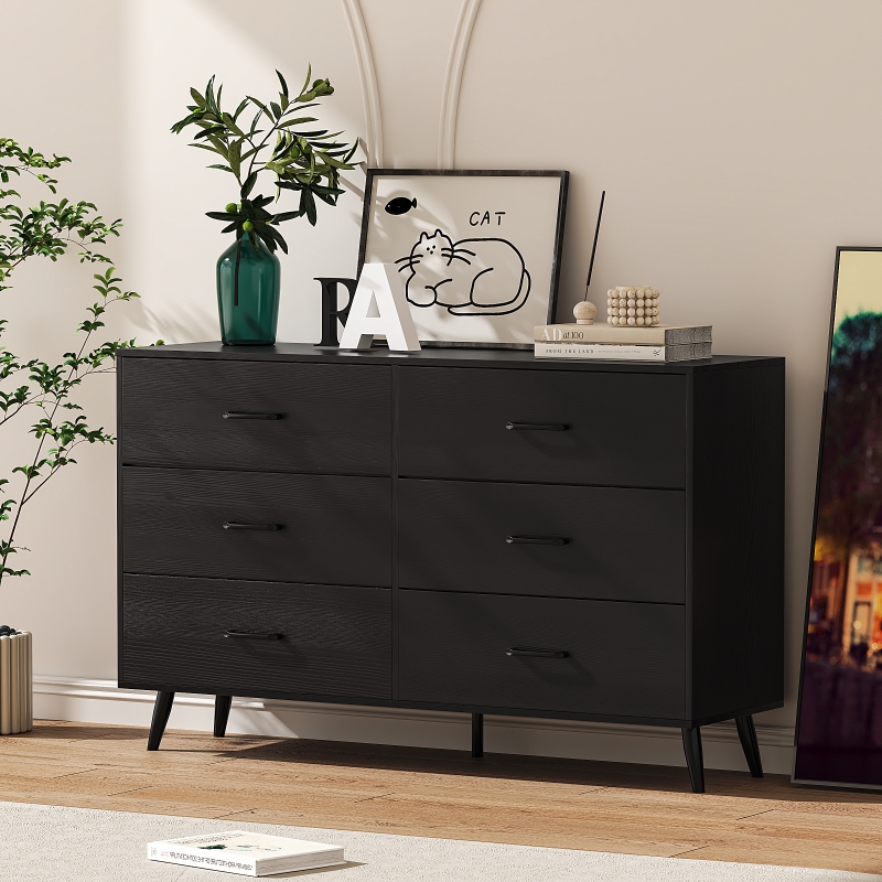 【731さま専用】draw drawers two way tops Meteorleg 6 Drawer Double Dresser, Wide Chest with Metal Handles