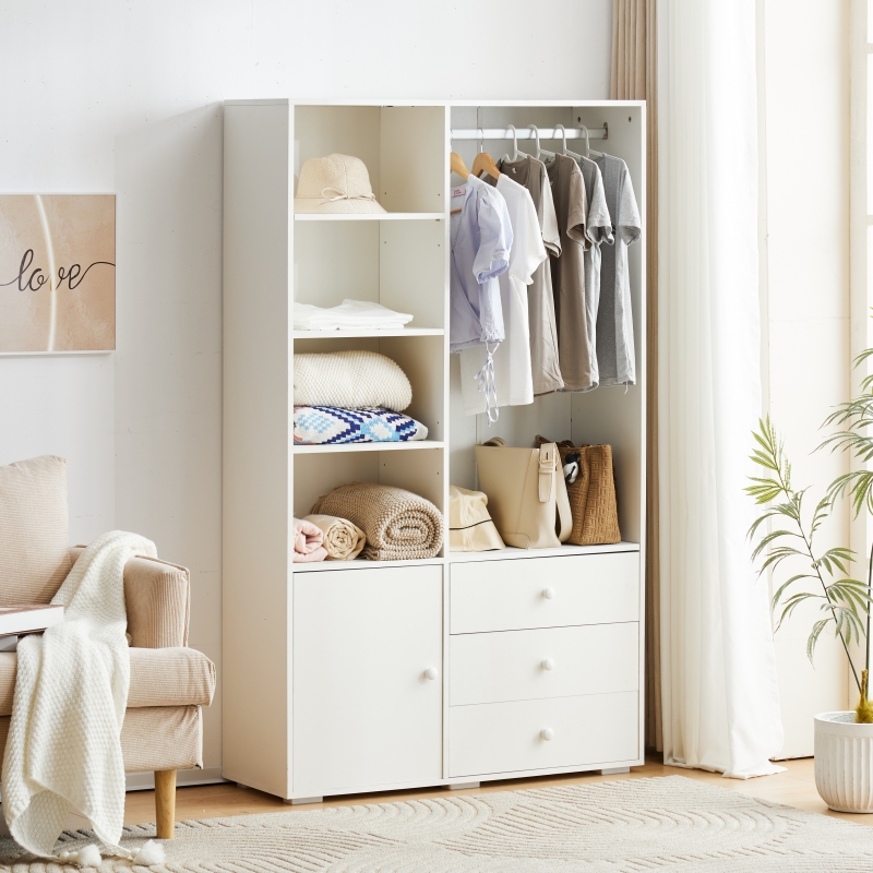 Ktaxon Closet Wardrobe Clothing Storage Cabinet Organizer with 3 