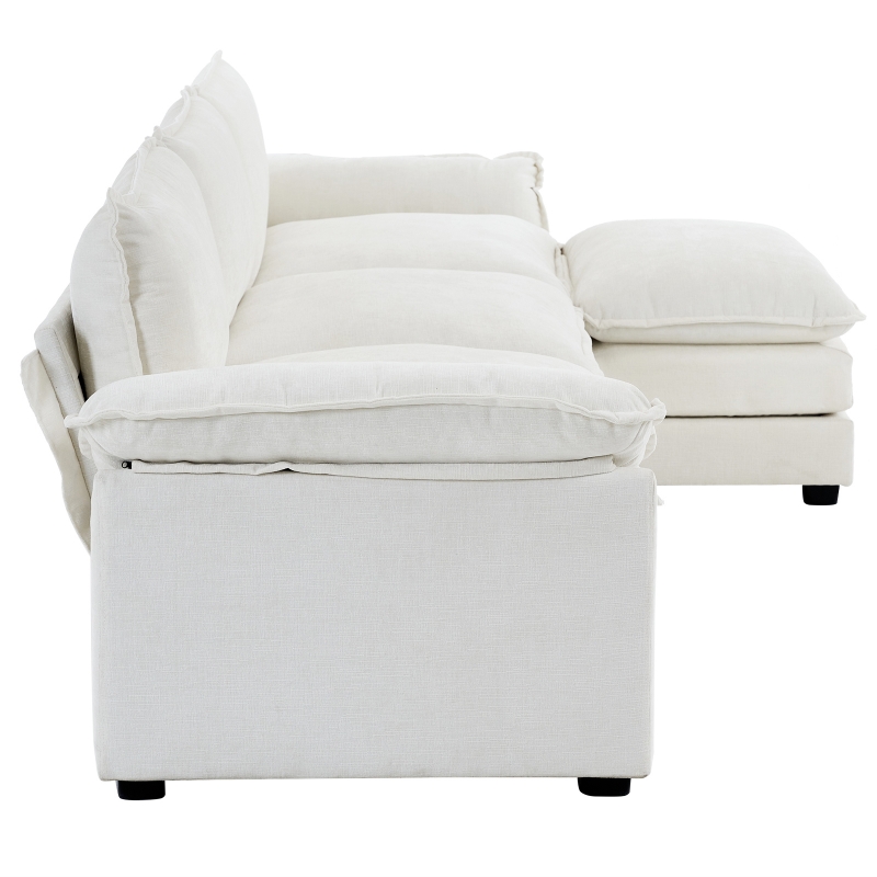 Ktaxon 120" W Sectional Sofa Modern Convertible Couch with Double