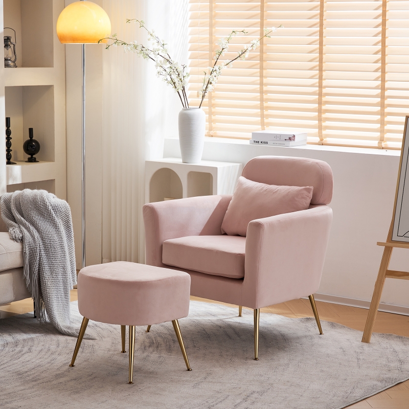 Blush accent shop chair with ottoman