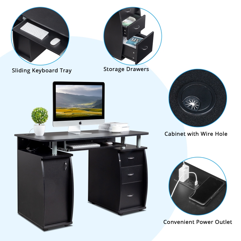 Ktaxon Computer Desk with keyboard Shelf, Home Office Desk Workstation