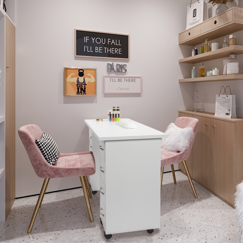Ktaxon Manicure Table, Nail Desk with 4 Drawers and Cabinet