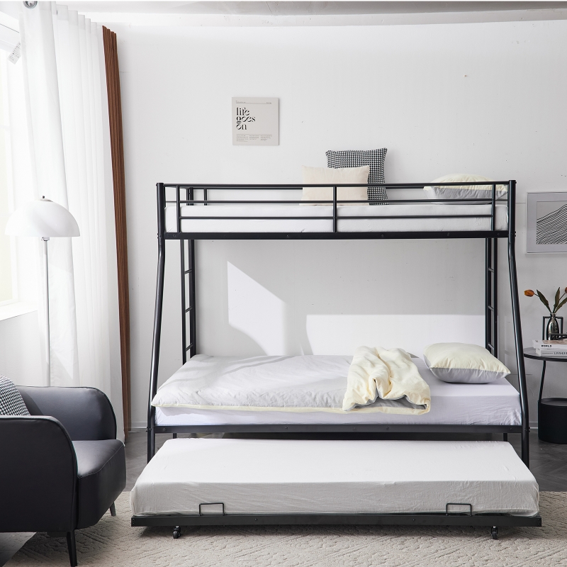 Metal twin over full bunk bed with trundle shop