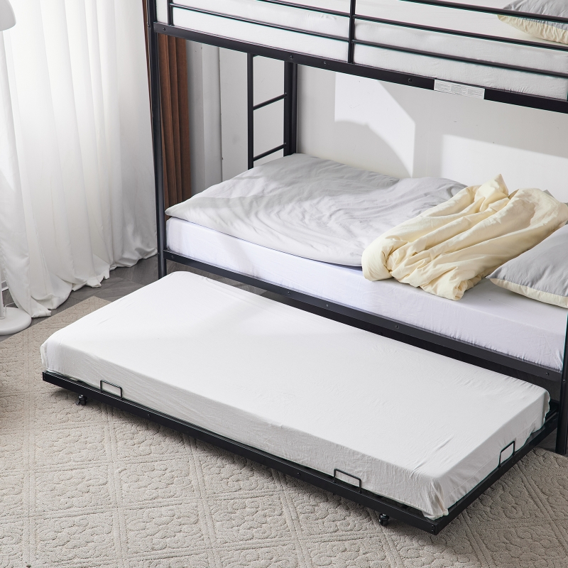 【tak】ベッド Ktaxon Metal Twin over Twin Bunk Bed with Moveable Trundle & 2