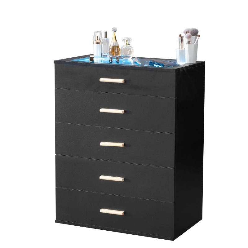 5 drawer dresser black UHOMEPRO Black 5 Drawer Dresser, Chest of Drawers for Bedroom, Modern –  uHomePro