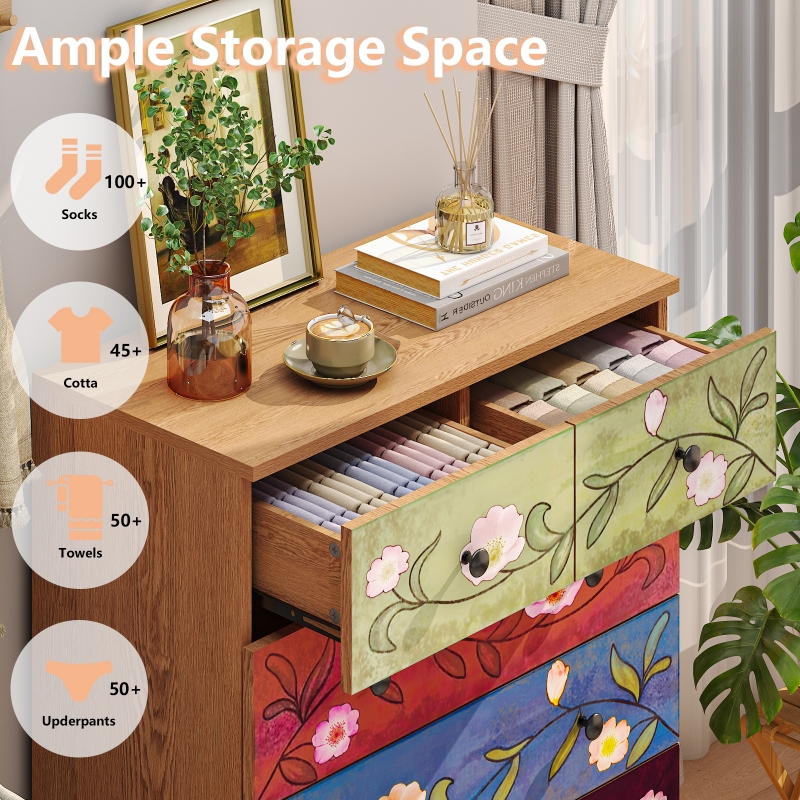 Ktaxon Wood 7-Drawer Dresser Tall Chest Organizer Unit with Wood Bins ...