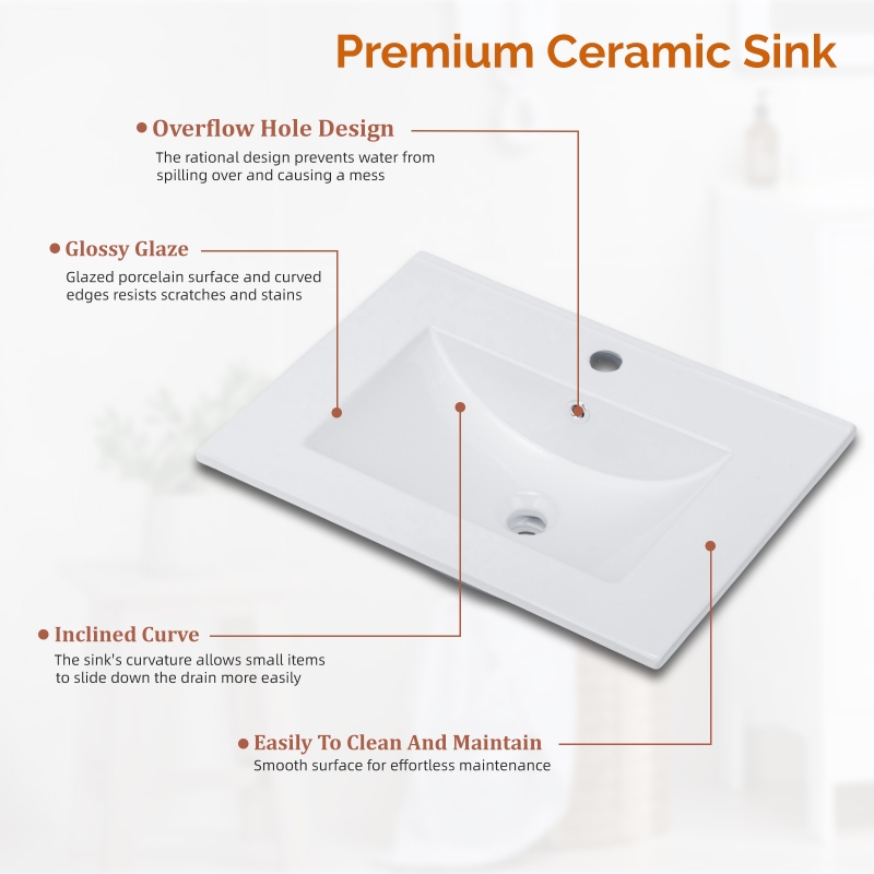 Ktaxon Modern 24'' Bathroom Vanity Set with Sink Ceramic Top