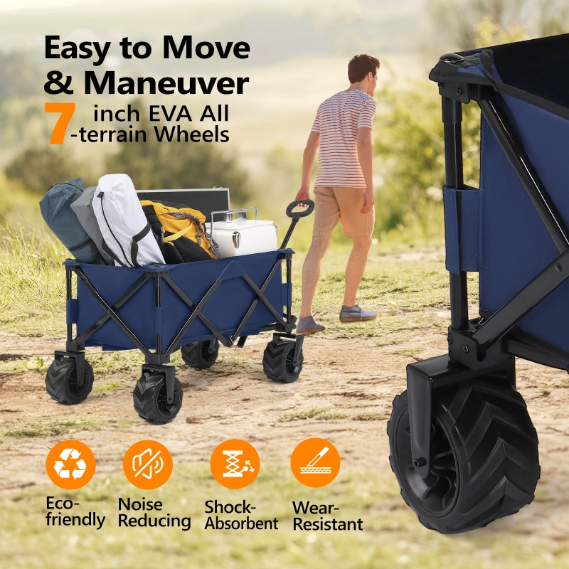 Ktaxon Folding Cart, Wagons Carts Foldable, 220 LBS Beach Wagon with Big  Wheels for Sand, Blue - ktaxon