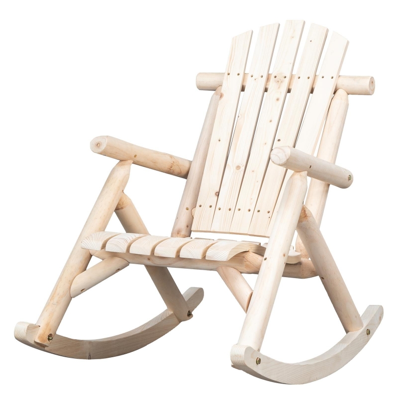 Ktaxon Outdoor Wooden Rocker Adirondack Seat Wood Log Rocking