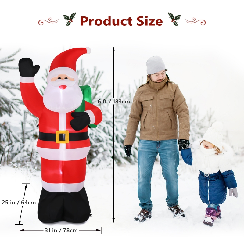 Comin 4 FT Christmas Inflatable Santa Claus with Built-in LED Light, Light  up Santa Sitting Raising Hand Outdoor Christmas Decoration, Blow UP Yard