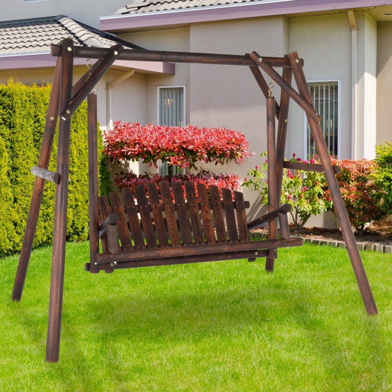 Ktaxon Outdoor Wooden Porch Swing Glider with Stand Hanging Swing