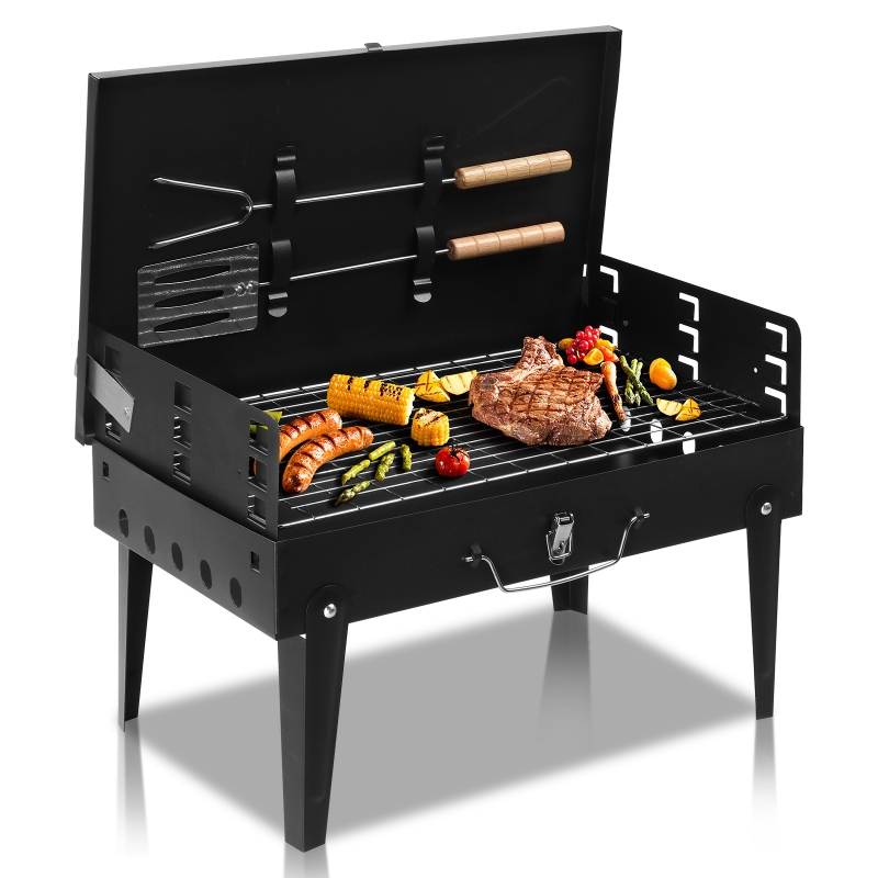 Ktaxon Portable Grill Charcoal Grill BBQ Grill Square Design Black