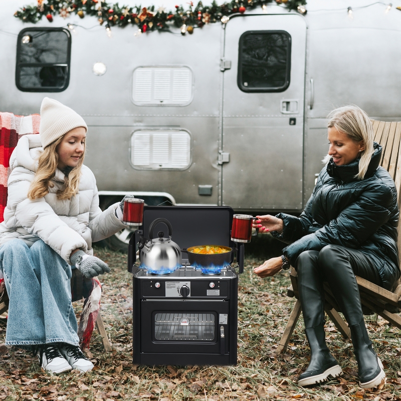 Ktaxon Propane Stove & Oven 2 Gas Burner Portable for Camping
