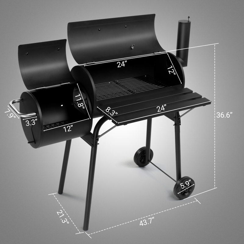 Ktaxon BBQ Grill Outdoor Charcoal Grill Offset Smoker for Patio Backyard Black ktaxon