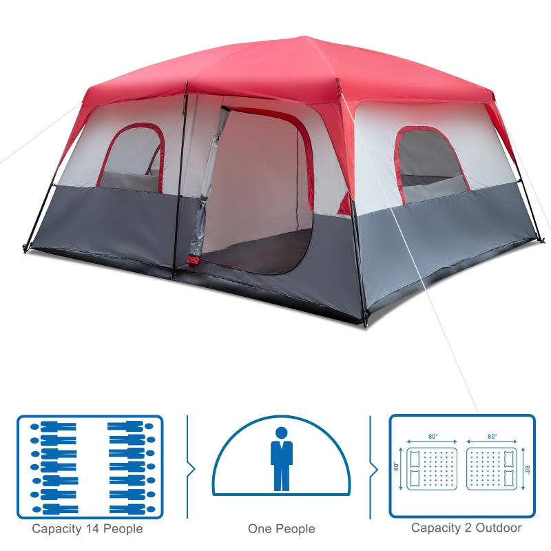 10 Person Family Cabin Tent, 2 Room Huge Tent with Storage Pockets for  Camping Accessories