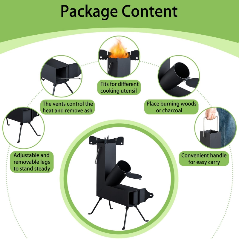 Ktaxon Rocket Stove Portable Wood Burning Camping Stove for
