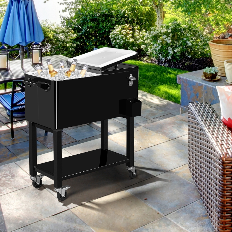 Ktaxon 80 Qt Rolling Ice Chest Cooler Cart Outdoor Trolley with