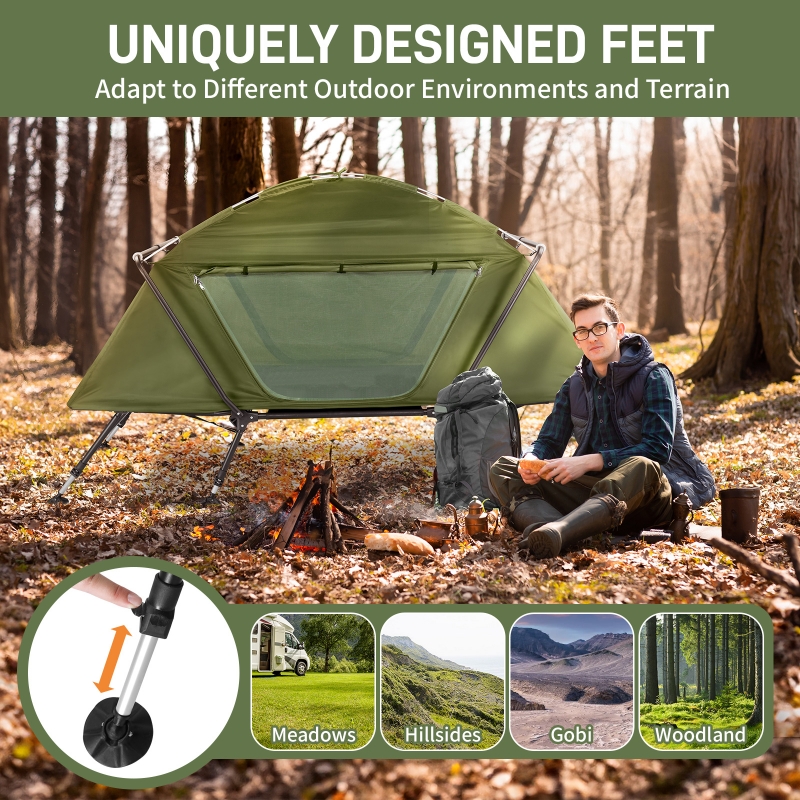Ktaxon Camping Tent Cot Combo Single Person Off Ground Tent Green ktaxon