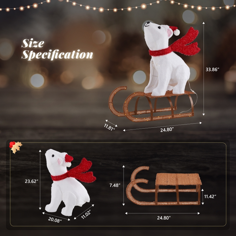 Ktaxon Polar Bear Christmas Lighted Bear on The Sledge Outdoor