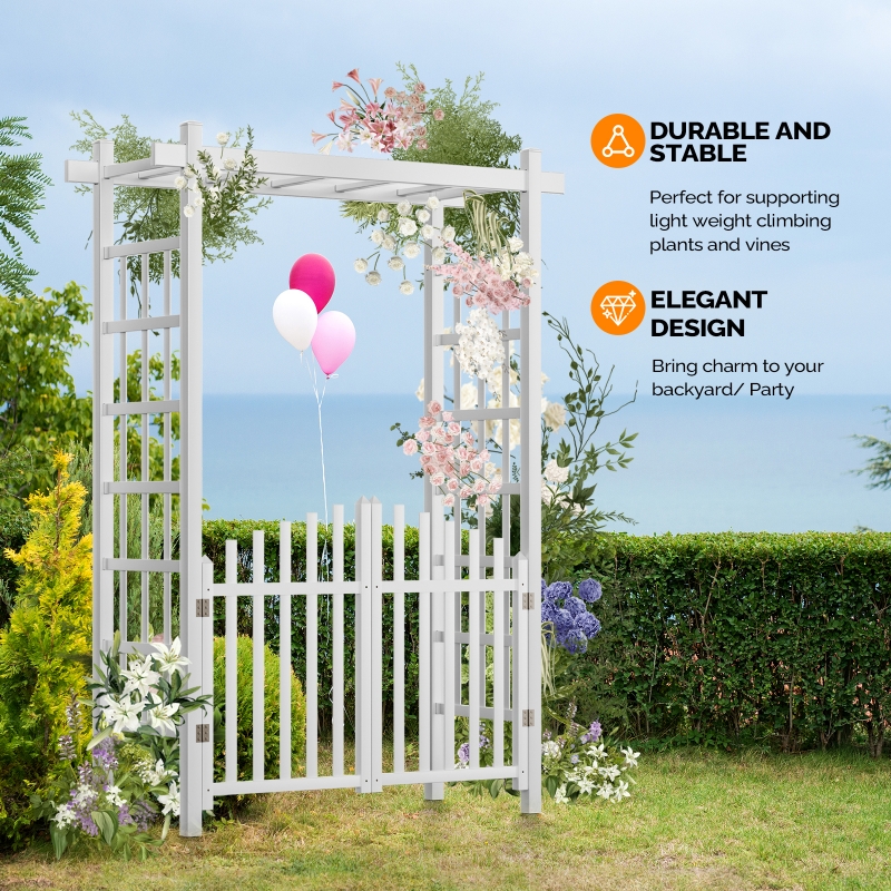 Ktaxon PVC Garden Arch 7Ft Garden Arch Arbor w/ Door for