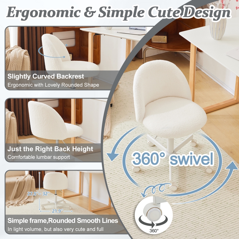 Ktaxon Armless Home Office Desk Chair Cute Mid Back Vanity Stool