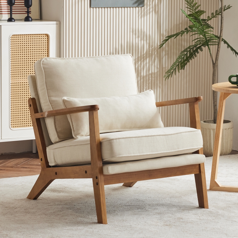 Ktaxon Accent Chair Line Fabric Upholstered Armchair, Reading Club
