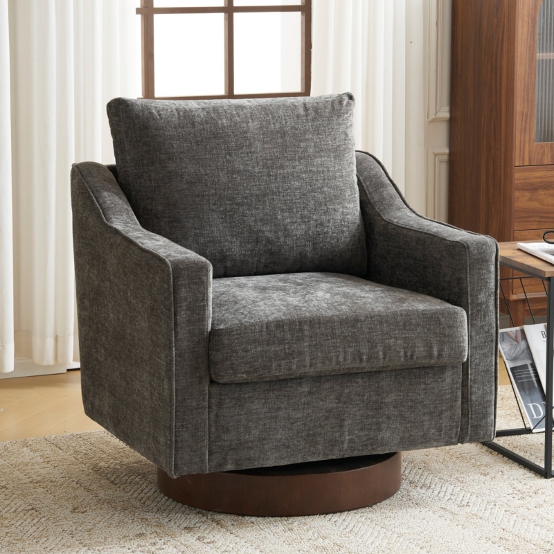 Ktaxon 360° Swivel Accent Chair Soft Chenille Fabric Arm Chair