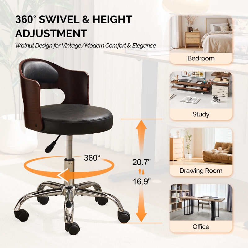 Ktaxon Office Computer Desk Chair with Rolling Wheels, Vanity Stool ...