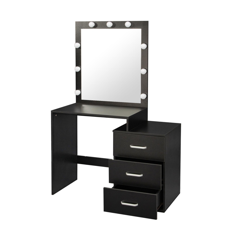 Ktaxon Vanity Table with Lighted Mirror, Makeup Table with 3 Drawers