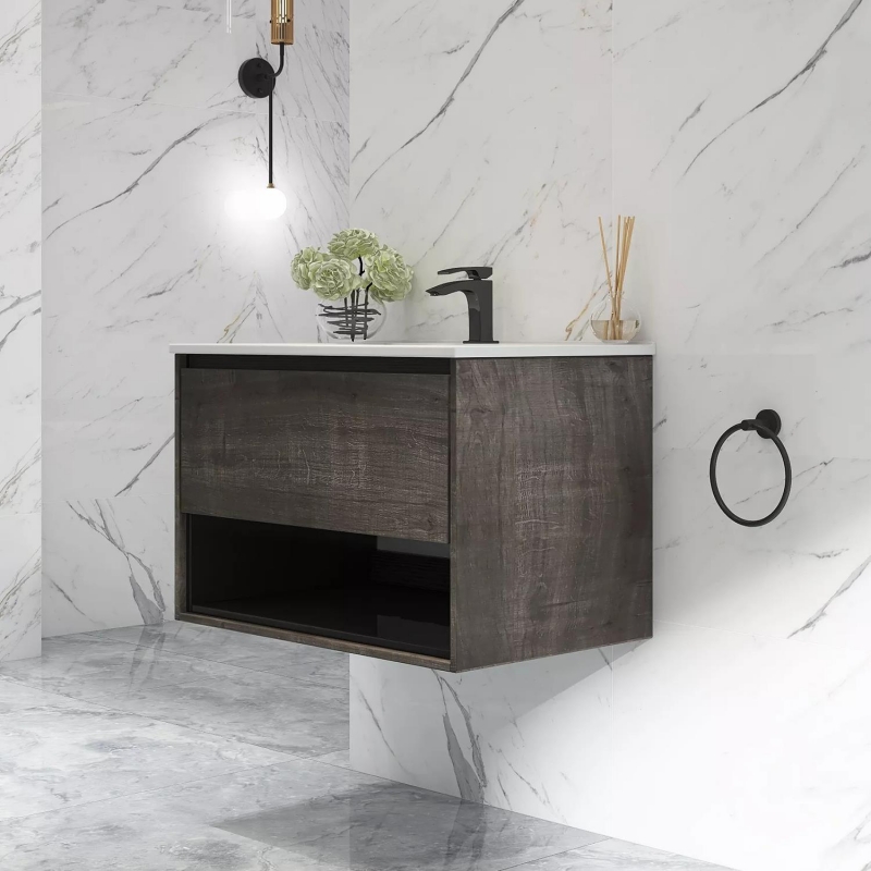 Ktaxon Modern 36 Inch Floating Bathroom Vanity with Sink, Wall Mounted