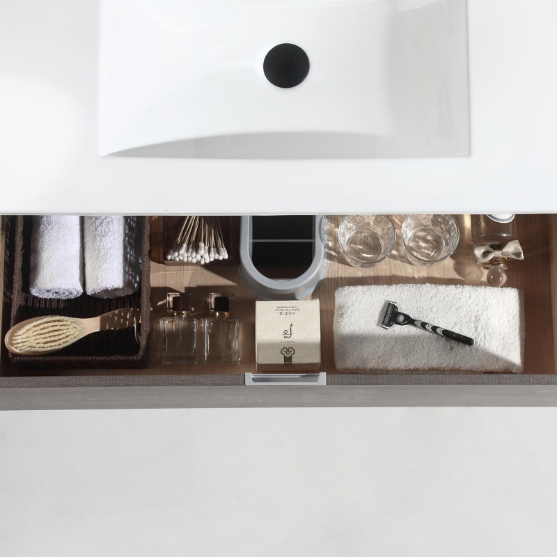 Ktaxon Modern 36 Inch Floating Bathroom Vanity with Sink, Wall Mounted