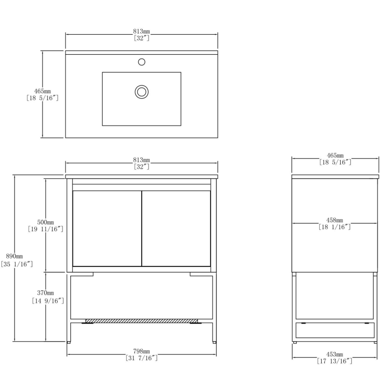 Ktaxon Modern 32 Inch Bathroom Vanity with Sink, Freestanding Bathroom