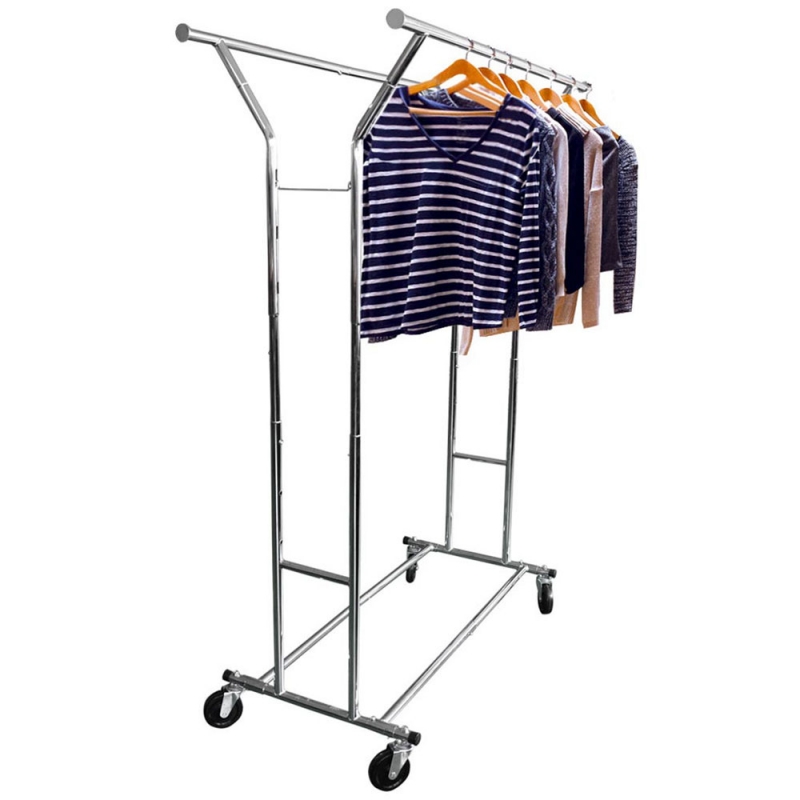 Ktaxon Metal Clothing Rack Garment Rack Portable with 2 Tier Storage Shelves Closet Storage Organizer 25.2 x 15.74 x 59 Black ktaxon