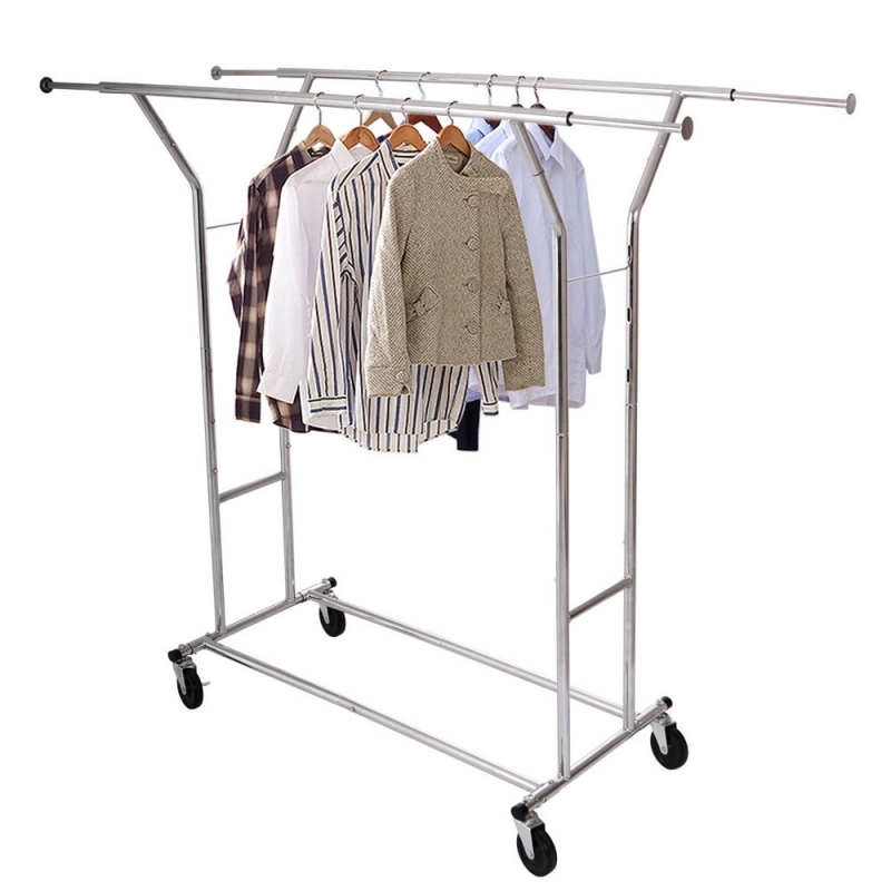 Ktaxon Metal Clothing Rack Garment Rack Portable with 2 Tier Storage Shelves Closet Storage Organizer 25.2 x 15.74 x 59 Black ktaxon