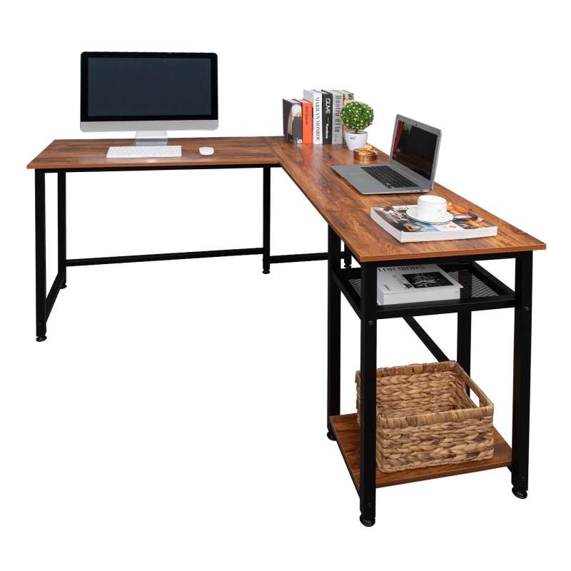 Ktaxon LShaped Computer Desk, Wood Study Table, Modern Corner Desk