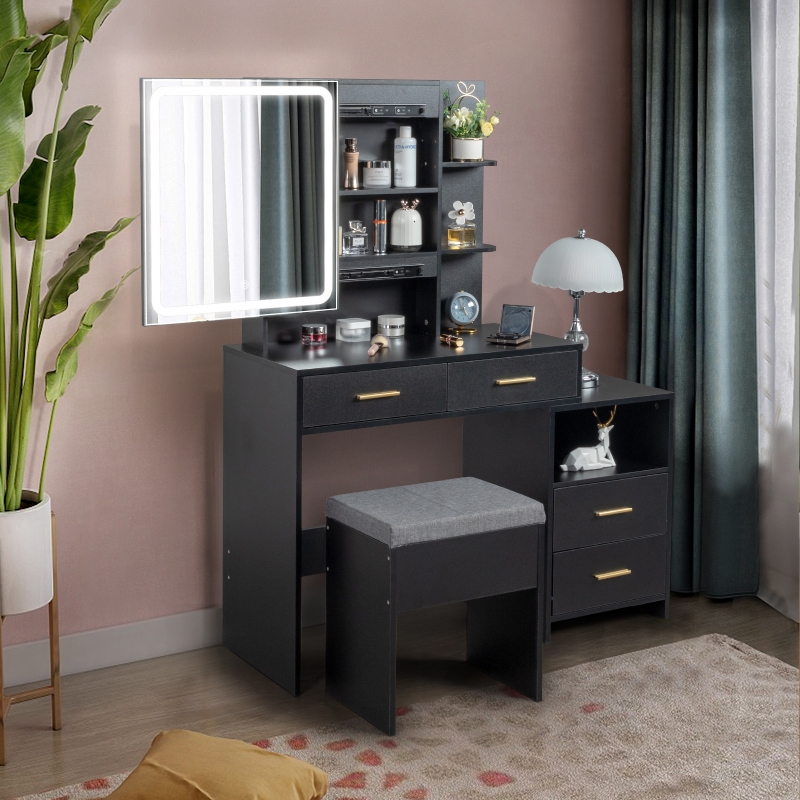 Ktaxon 3 Color Lighted Vanity Table with Sliding Mirror Vanity Set with