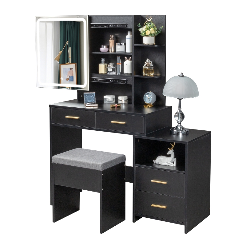 Ktaxon 3 Color Lighted Vanity Table with Sliding Mirror Vanity Set with