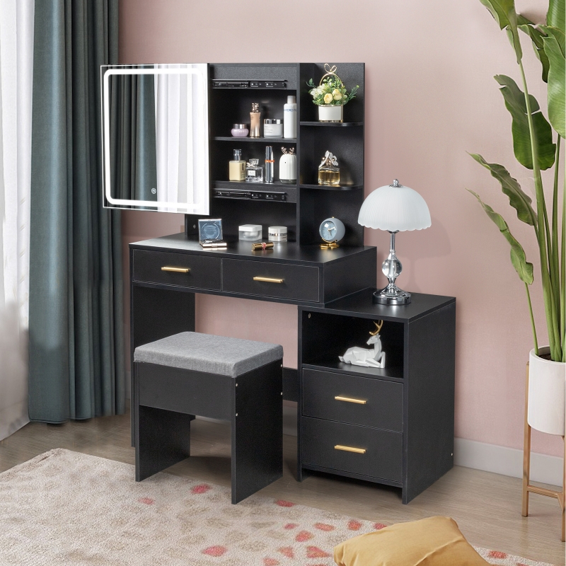 Ktaxon 3 Color Lighted Vanity Table with Sliding Mirror Vanity Set with