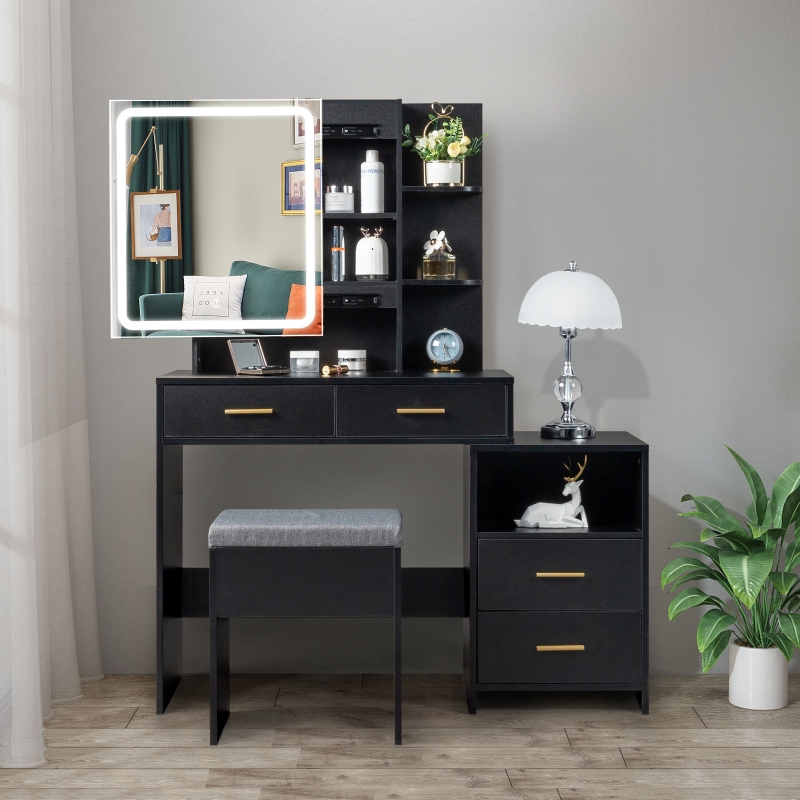 Ktaxon 3 Color Lighted Vanity Table with Sliding Mirror Vanity Set with