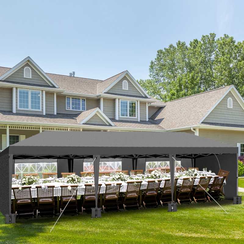 Ktaxon 10 X30 Canopy Pop up Wedding Party Tent Foldable Gazebo W 8 Sidewalls Gray ktaxon