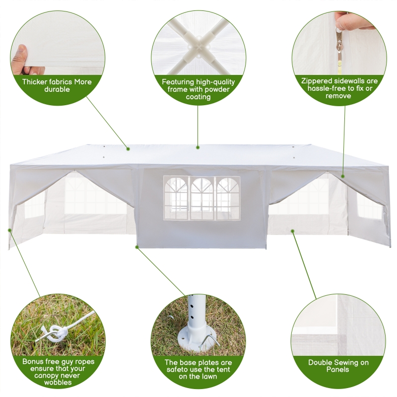Ktaxon 10 x 30 Party Tent Wedding Camping BBQ Canopy Tent with 8 Side Walls White ktaxon